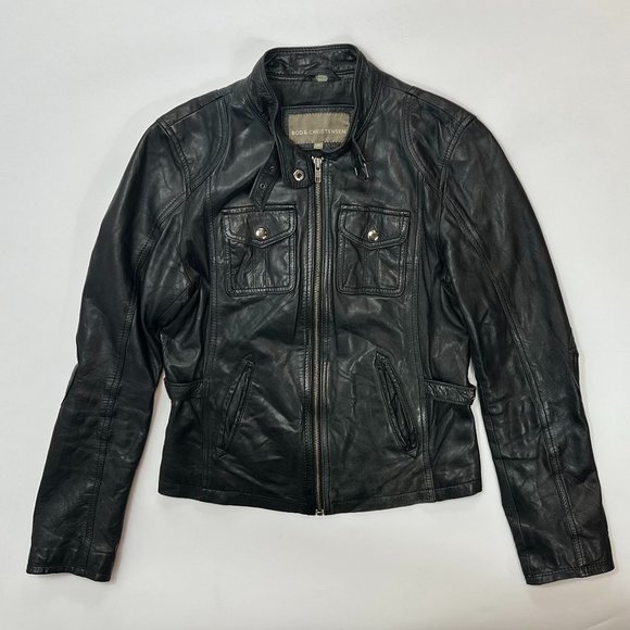 Bod & Christensen Vintage Leather Moto Jacket - Picture 3 of 14